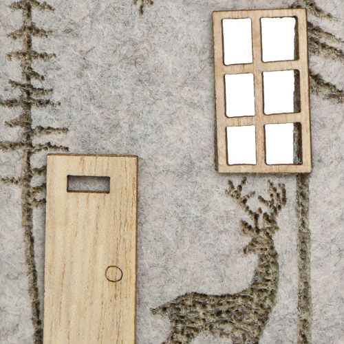 Product Christmas decoration felt houses, beige, 15cm, set of 6