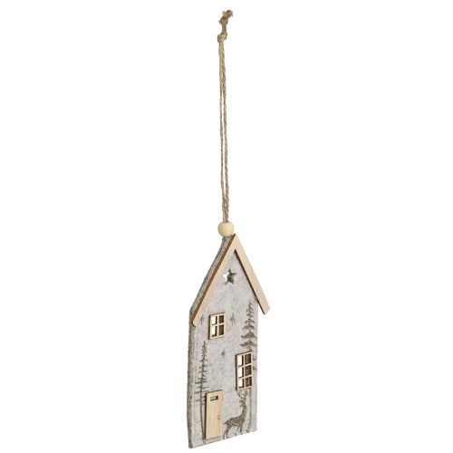 Product Christmas decoration felt houses, beige, 15cm, set of 6