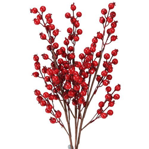 Rosehip Decoration Artificial Decorative Branches Red L62cm 3pcs