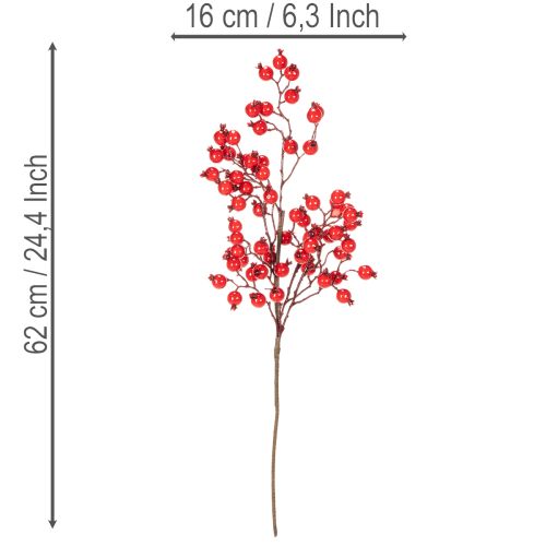 Artificial rosehip branch with shiny berries, 62cm | Floristik24.ie