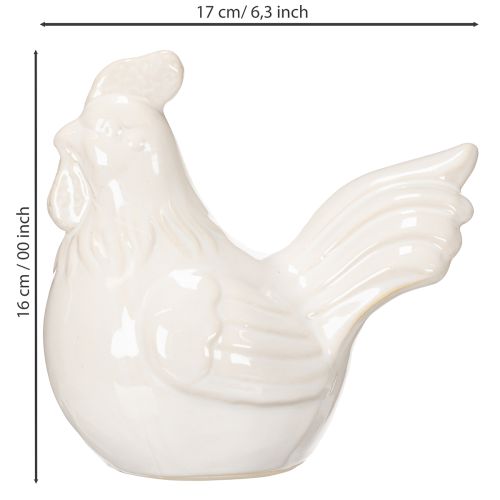 Product Chicken figurine, glossy glazed, for modern home decor, 17cm, 2 pieces
