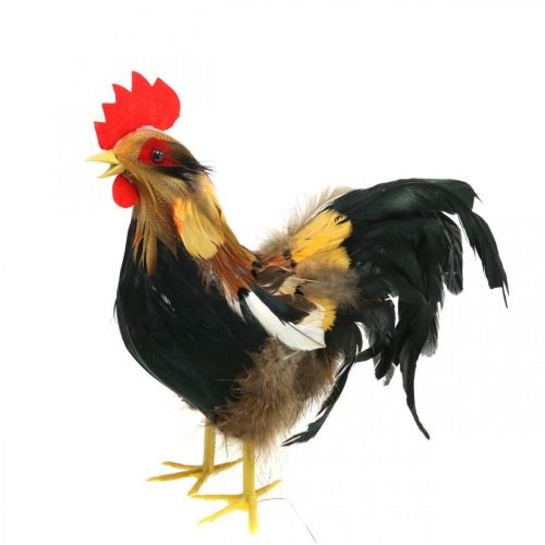 Floristik24 Deco rooster with feathers yellow spring decoration figure easter 24cm