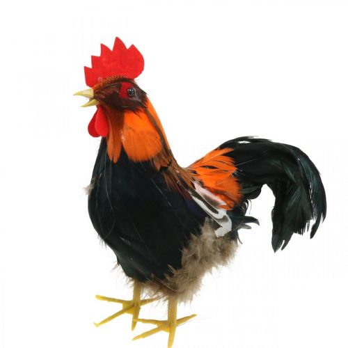 Decorative rooster with feathers decorative figure Easter spring decoration 24cm