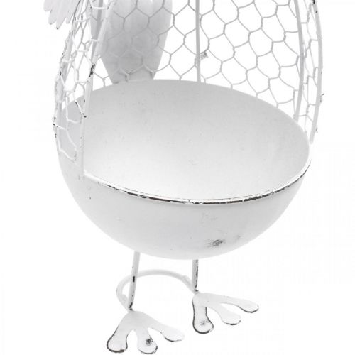 Floristik24 Chicken for planting, lattice basket, Easter decoration, country style white, silver H26.5cm Ø11.5cm
