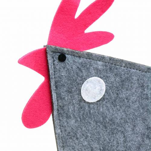 Product Decorative rooster made of felt with dots grey, white, pink 30cm x 5cm H31.5cm Easter decoration, shop window
