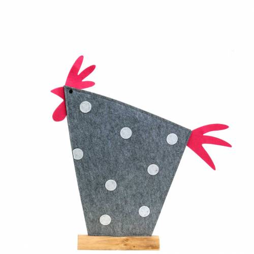 Decorative rooster made of felt with dots grey, white, pink 30cm x 5cm H31.5cm Easter decoration, shop window