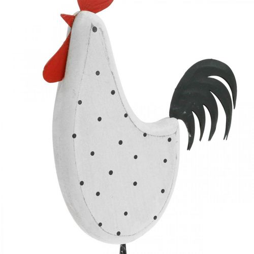 Floristik24 Decorative rooster wood dotted white decorative figure Easter H21cm 2pcs