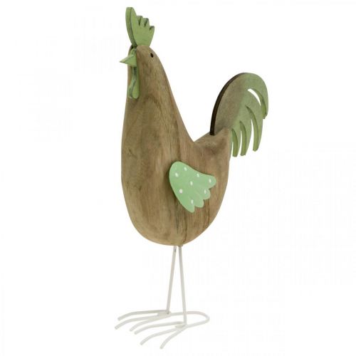 Decorative figure rooster wood, metal green table decoration Easter H23cm | Floristik24.ie