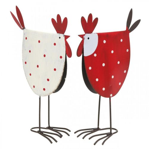 Floristik24 Decorative Rooster Metal Red, White Easter Decoration H18.5cm Assorted 2pcs