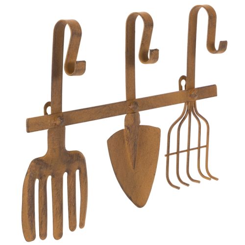 Hook rail for garden tools, garden decorations, rake, spade, and hoe; metal coat rack made of rusted metal, L33.5cm buy online | Floristik24.ie