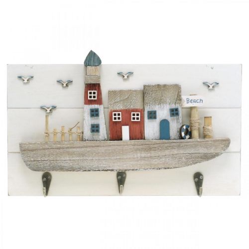 Beach wardrobe, maritime wooden decoration, boat hook rack Shabby Chic L33cm