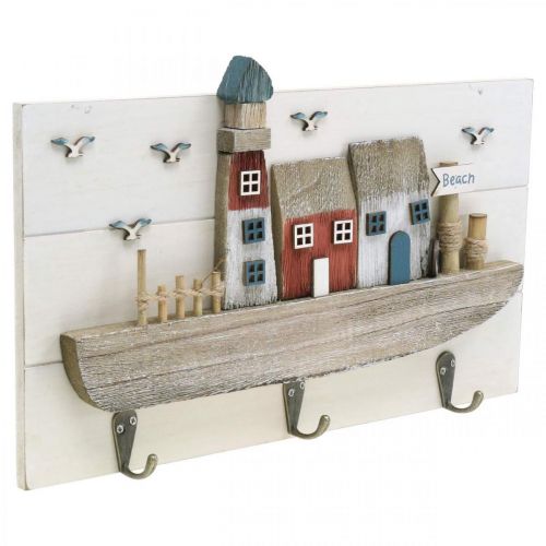 Floristik24 Beach wardrobe, maritime wooden decoration, boat hook rack Shabby Chic L33cm