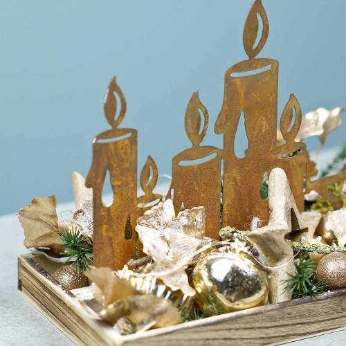 Floristik24 Wooden tray candle silhouette patina 35cm × 14cm