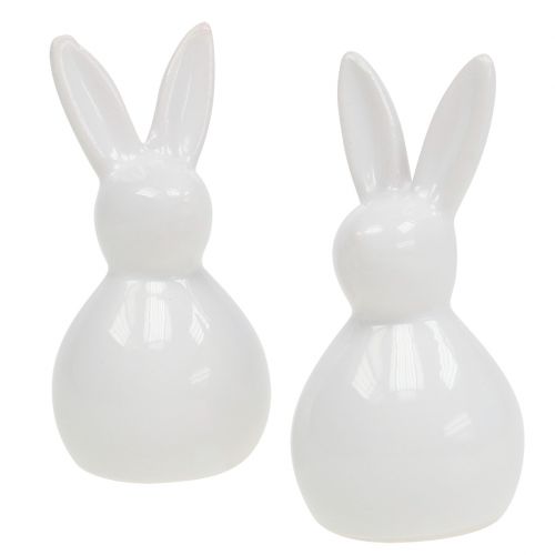 Bunny ceramic white 7,5cm 6pcs | Floristik24.ie