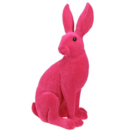 Floristik24 Bunny Pink Decoration Easter Bunny sitting flocked 16×13×35cm