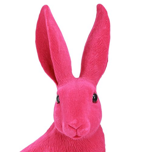 Floristik24 Bunny Pink Decoration Easter Bunny sitting flocked 16×13×35cm