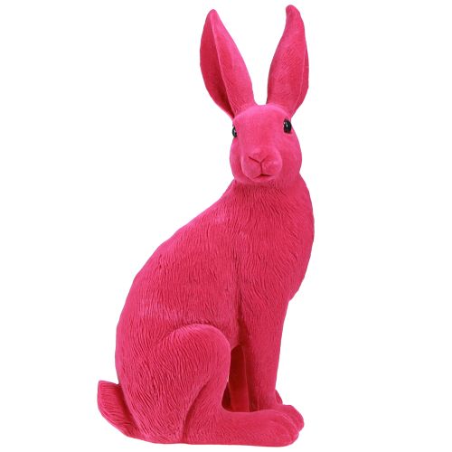 Floristik24 Bunny Pink Decoration Easter Bunny sitting flocked 16×13×35cm