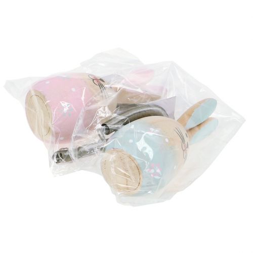 Floristik24 Bunny with feather to hang up pink, blue 9cm - 9.5cm