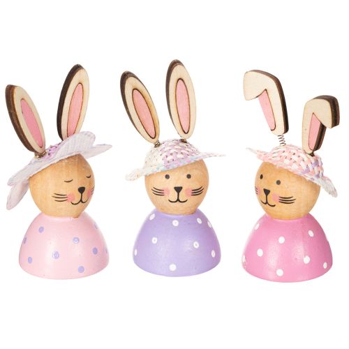 Easter bunny table decoration for spring, decorative bunnies with hats, 7cm, 9 pieces