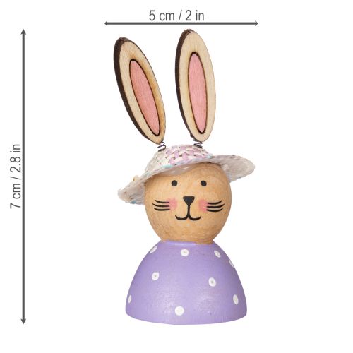 Product Easter bunny table decoration for spring, decorative bunnies with hats, 7cm, 9 pieces