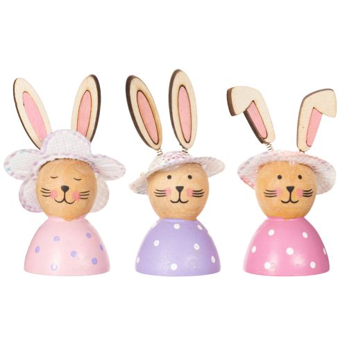Product Easter bunny table decoration for spring, decorative bunnies with hats, 7cm, 9 pieces
