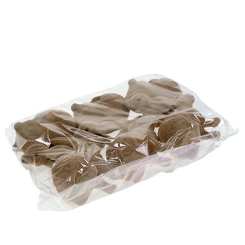 Product Rabbit flocked brown 11cm, 13.5cm 6 pcs