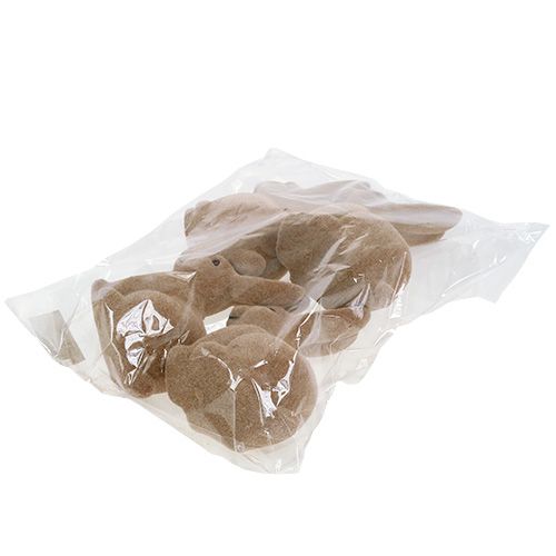 Floristik24 Bunny flocked brown 15.5cm 4pcs