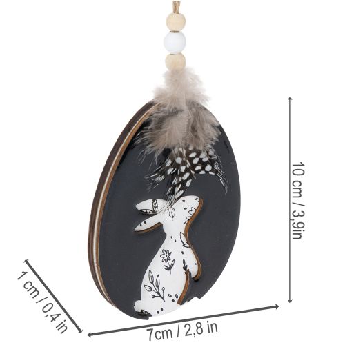 Product Wooden Easter Eggs for Hanging, White and Black, 10cm, 6 Pieces