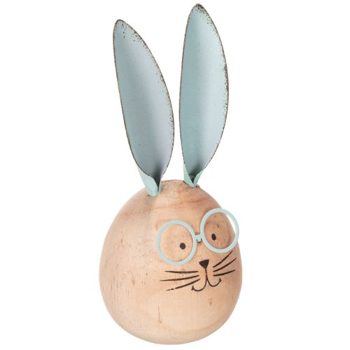 Product Wooden rabbit decorative figures with faces for playful accents on tables and shelves, 14cm, 3 pieces