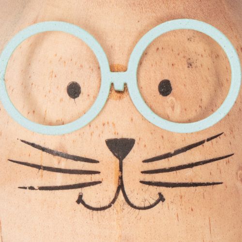 Product Wooden rabbit decorative figures with faces for playful accents on tables and shelves, 14cm, 3 pieces