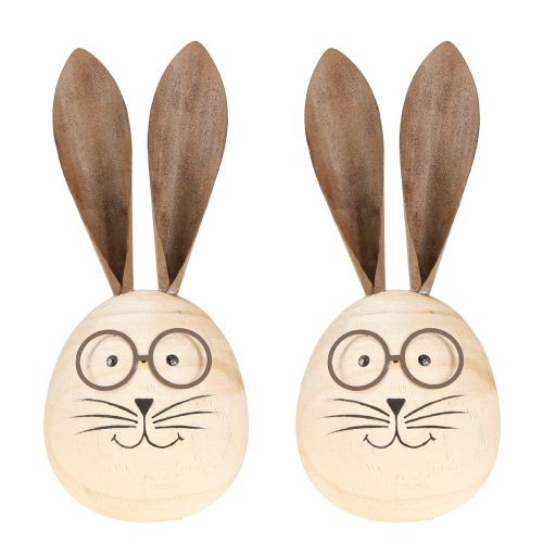 Product Decorative rabbit made of wood and metal with a humorous design, a friendly eye-catcher, 19cm, 2 pieces