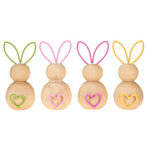 Product Wooden rabbit decorative figure with wire ears for modern Easter decorations, 11cm, 4 pieces