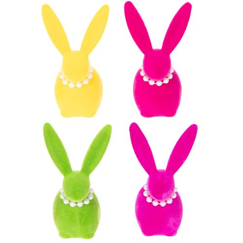Floristik24 Easter bunny decorative figure with pearl necklace, perfect for living room or bedroom, 13cm, 4 pieces