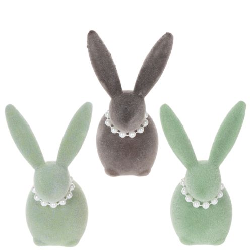 Floristik24 Easter bunny decoration with pearl necklace, bunny for living room and Easter table, 13cm, 3 pieces