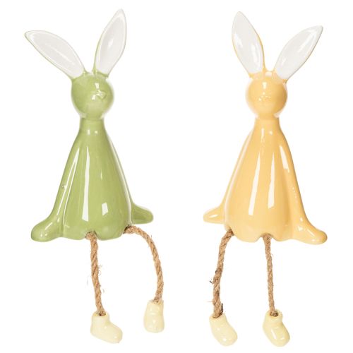 Ceramic Easter Bunny Decorative Shelf Sitter for a Cheerful Atmosphere, 22cm, 2 Pieces