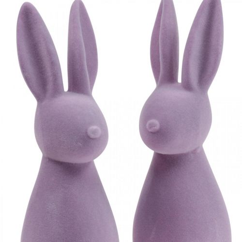 Deco Bunny Deco Easter Bunny Flocked Lilac Purple H29.5cm 2pcs