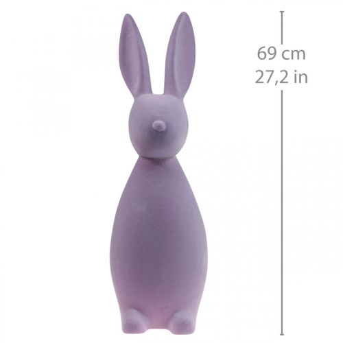 Floristik24 Decorative Easter Bunny – 2nd Choice – Flocked Lilac H69cm