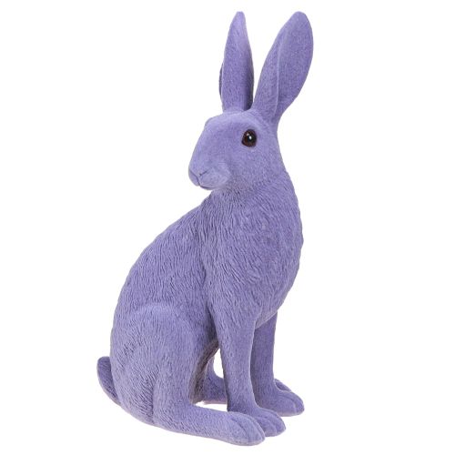 Floristik24 Sitting Bunny Easter Bunny Decoration Flocked Lilac 12×9×25cm