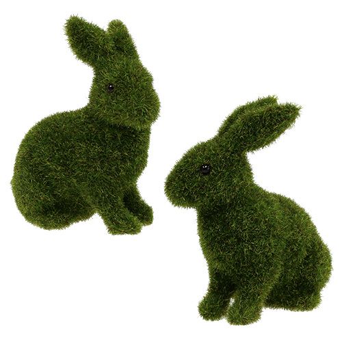 Floristik24 Sitting bunny green flocked H13.5cm 4pcs