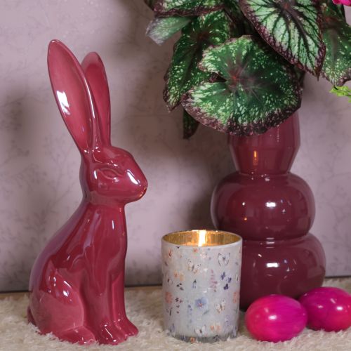Product Easter decoration rabbit ceramic shiny figure for Easter and spring 37cm