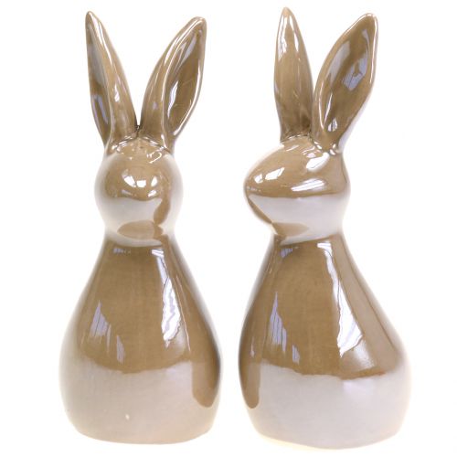 Floristik24 Decorative bunny brown mother-of-pearl 15.5cm 2pcs