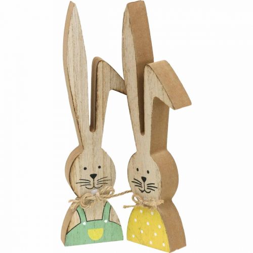 Floristik24 Happy bunny decoration, spring, Easter bunny couple, wooden decoration for standing H19cm 6 pcs