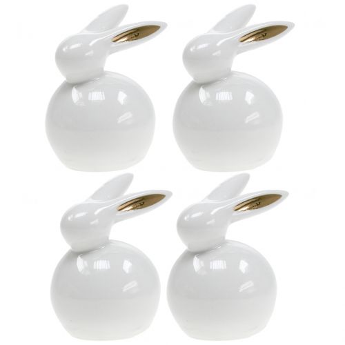 Floristik24 Easter figure bunny white-gold 8.5cm 4pcs