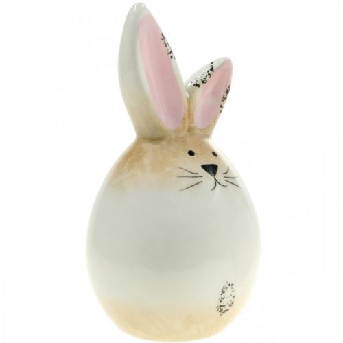 Product Easter bunny ceramic white egg decorative figure rabbit Ø6cm H11.5cm