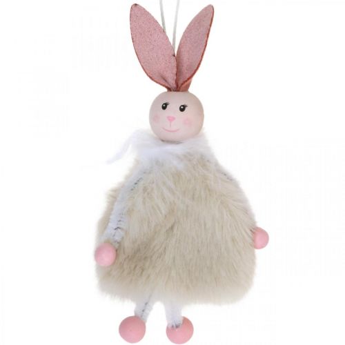 Product Bunnies, Easter decorations, spring pendants, Easter bunnies to hang beige, pink, white H12.5cm 3pcs