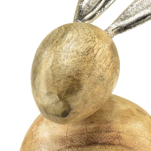 Product Rabbit decoration wood metal silver Easter 12,5x14x16,5cm