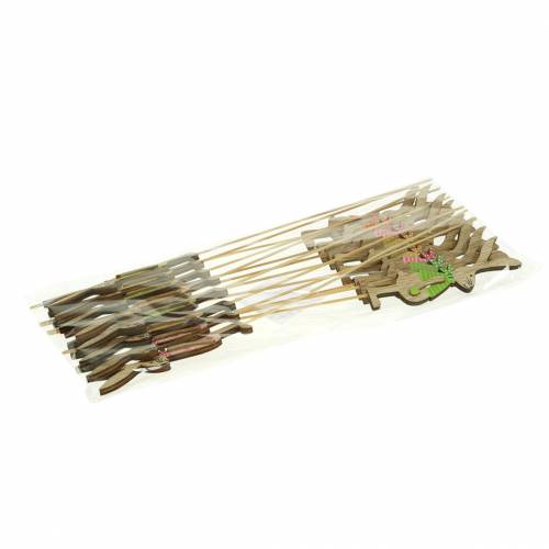 Floristik24 Easter decoration rabbit with stick wood assorted natural 11cm 16 pcs