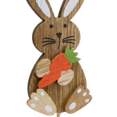 Product Easter decoration bunny with stick wood assorted nature H8,5cm 16pcs