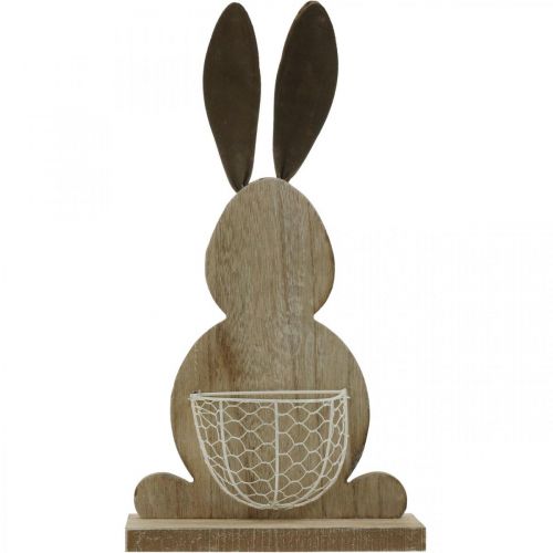 Floristik24 Wooden bunny with basket Easter bunny spring decoration nature, white H36cm
