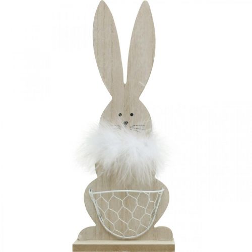 Floristik24 Bunny with basket Easter bunny wooden decoration Easter nature H30cm